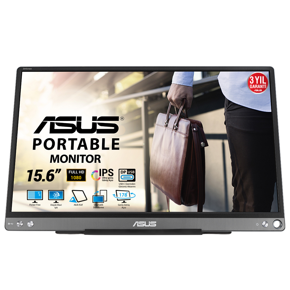 ASUS ZenScreen MB16ACE 15.6" 1920 x 1080 pixels Full HD LED Grey