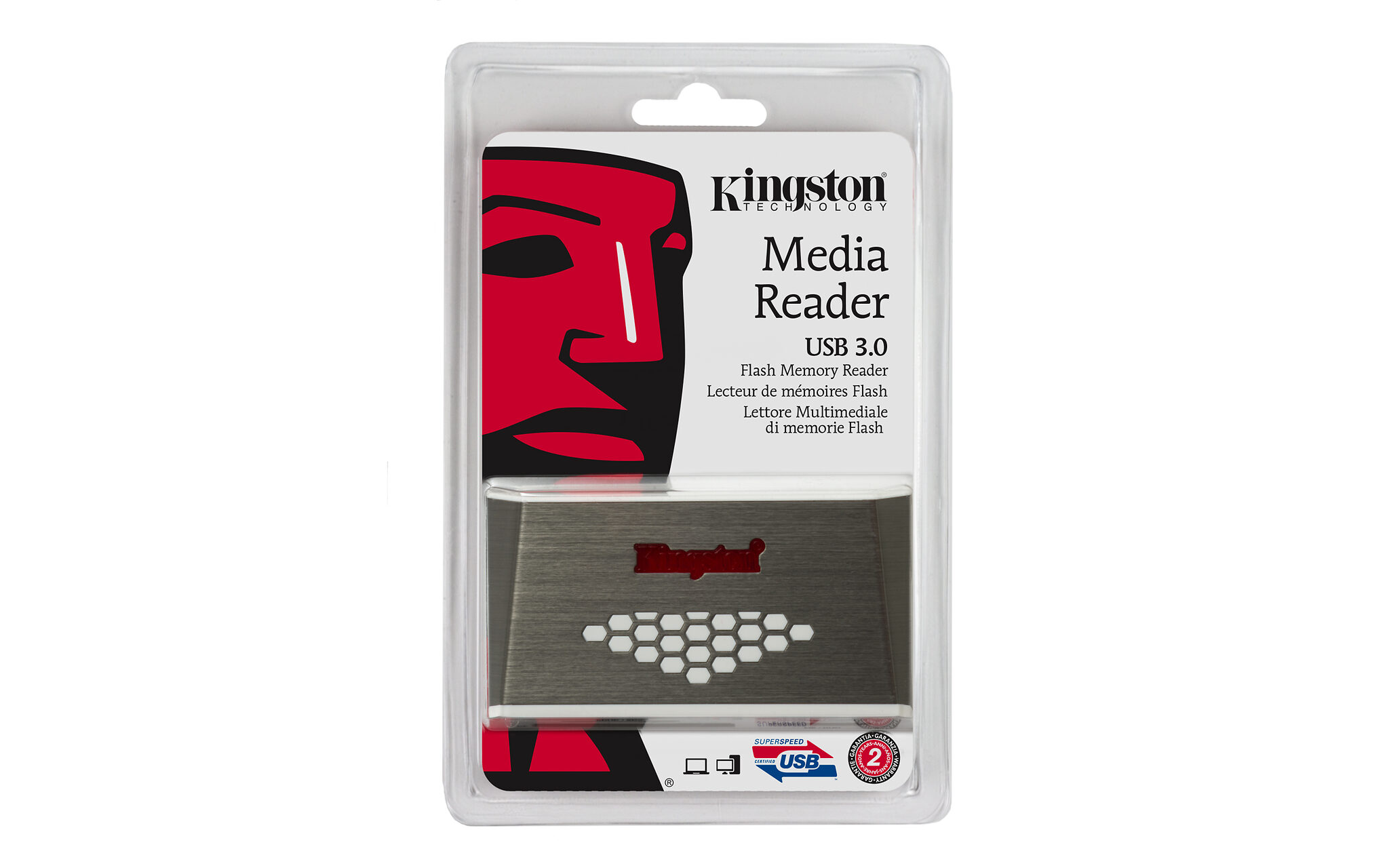 Kingston Technology USB 3.0 High-Speed Media Reader card reader USB 3.2 Gen 1 (3.1 Gen 1) Grey, White