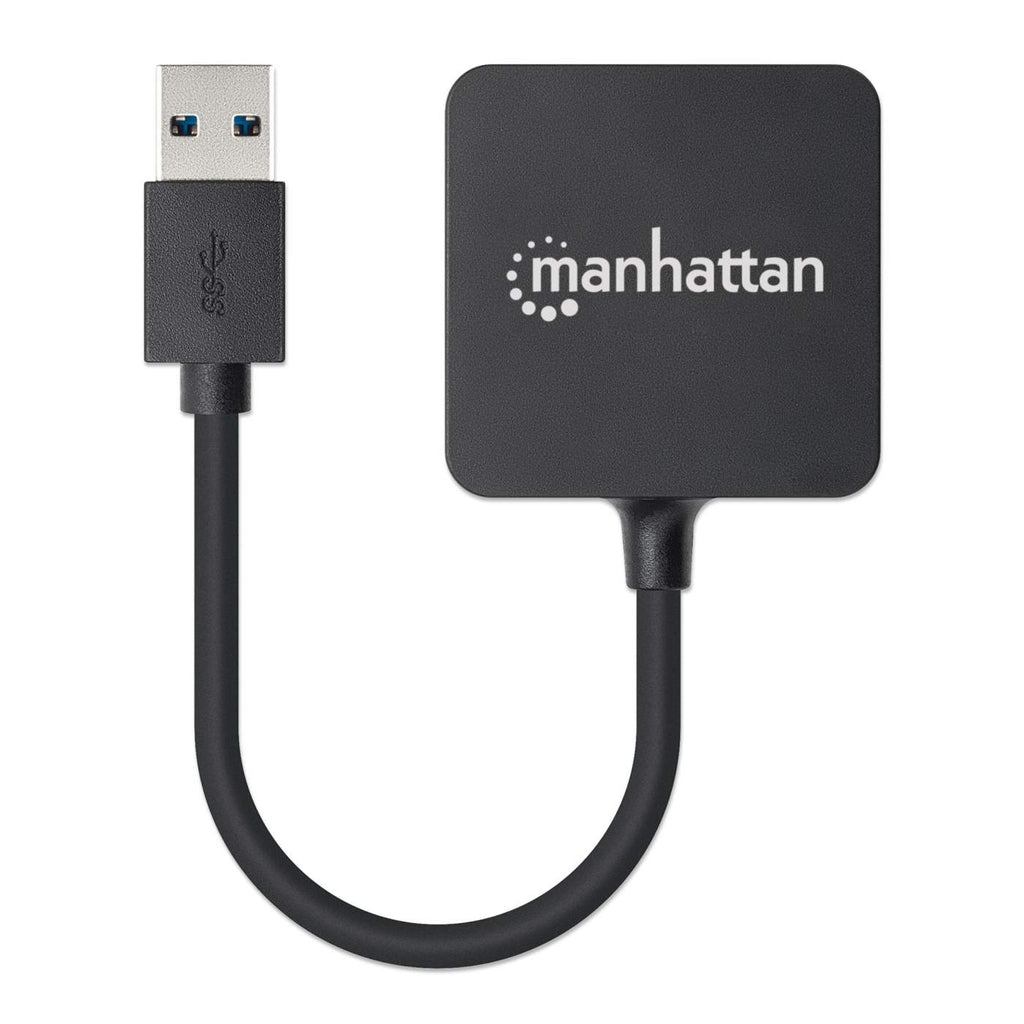 Manhattan USB-A 4-Port Hub, 4x USB-A Ports, 5 Gbps (USB 3.2 Gen1 aka USB 3.0), USB powered (no external power supply required). Fast charging: 1 port up to 0.9 A; charging on 4 ports requires external power supply (not included), Equivalent to ST4300MINU3B
