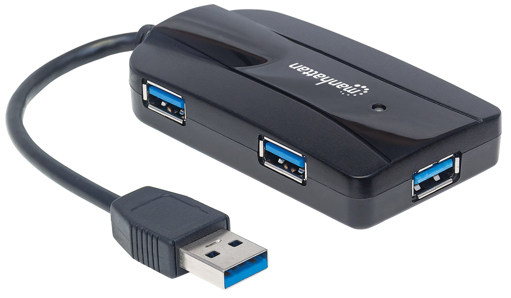 Manhattan USB-A 3-Port Hub and Card Reader/Writer, 3x USB-A Ports, 5 Gbps (USB 3.2 Gen1 aka USB 3.0), Supports MicroSD, SD and MMC Memory Cards, Bus Powered, SuperSpeed USB, Windows and Mac, Black, Three Year Warranty, Blister