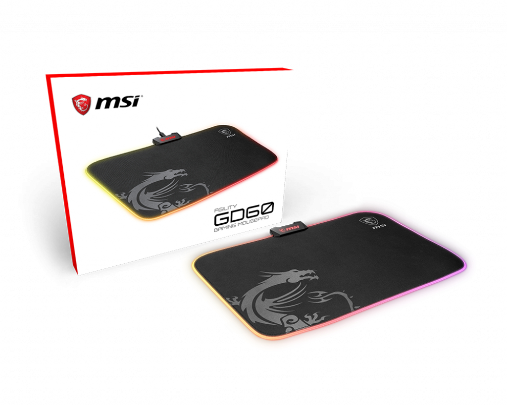 MSI AGILITY GD60 RGB Pro Gaming Mousepad '386mm x 290mm, Pro Gamer Silk Surface, Iconic Dragon design, Anti-s…