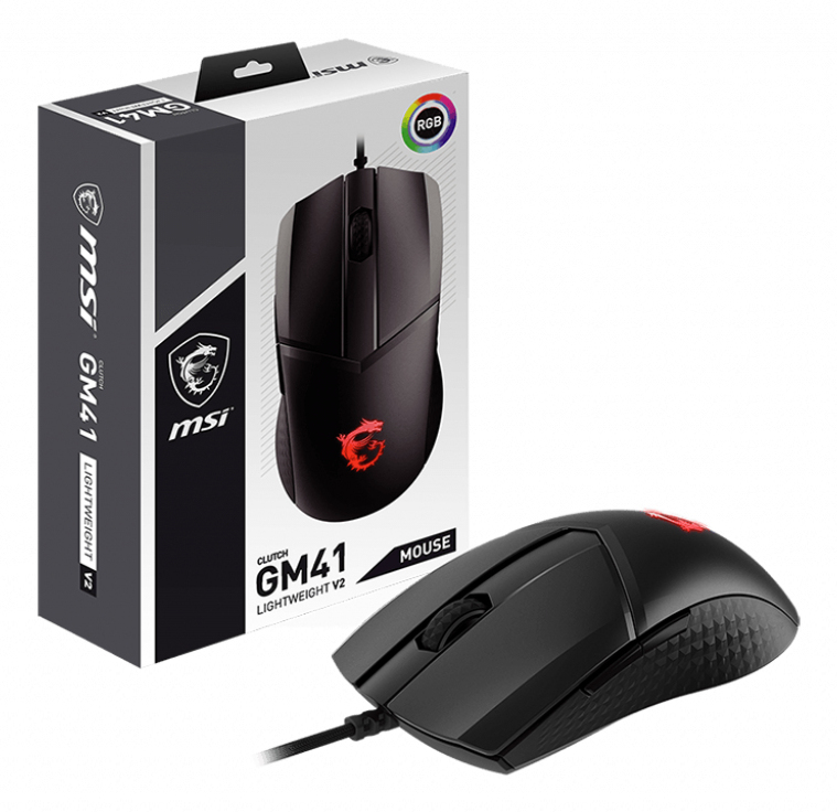 MSI CLUTCH GM41 LIGHTWEIGHT V2 Gaming 'RGB, upto 16000 DPI, low latency, 65g, Frixion Free Cable, Symmetrical…