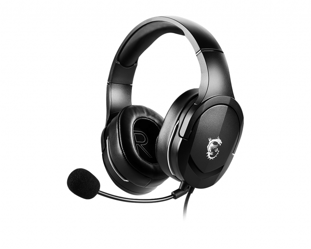 MSI IMMERSE GH20 Gaming Headset '3.5mm inline with audio splitter accessory, Black, 40mm Drivers, Unidirectio…