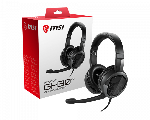 MSI IMMERSE GH30 V2 Gaming Headset 'Black with Iconic Dragon Logo, Wired Inline Audio with splitter accessory…