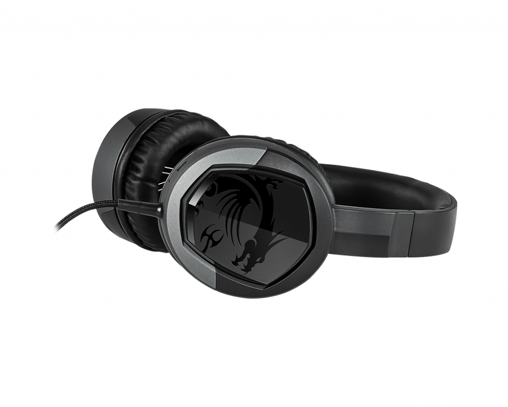 MSI IMMERSE GH30 V2 Gaming Headset 'Black with Iconic Dragon Logo, Wired Inline Audio with splitter accessory, 40mm Drivers, detachable Mic, easy foldable design'