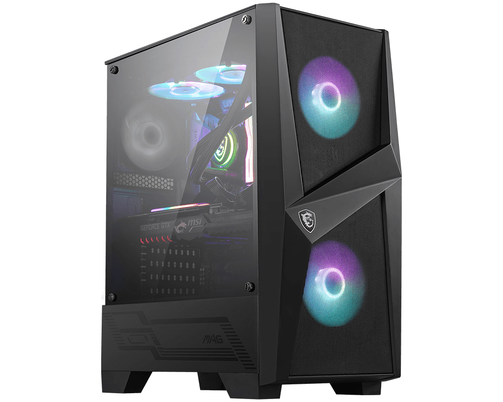 MSI MAG FORGE 100R Mid Tower Gaming 'Black, 2x 120mm ARGB PWM Fan, 1x 120mm Fan, 1-6 ARGB Hub, Mystic Light S…