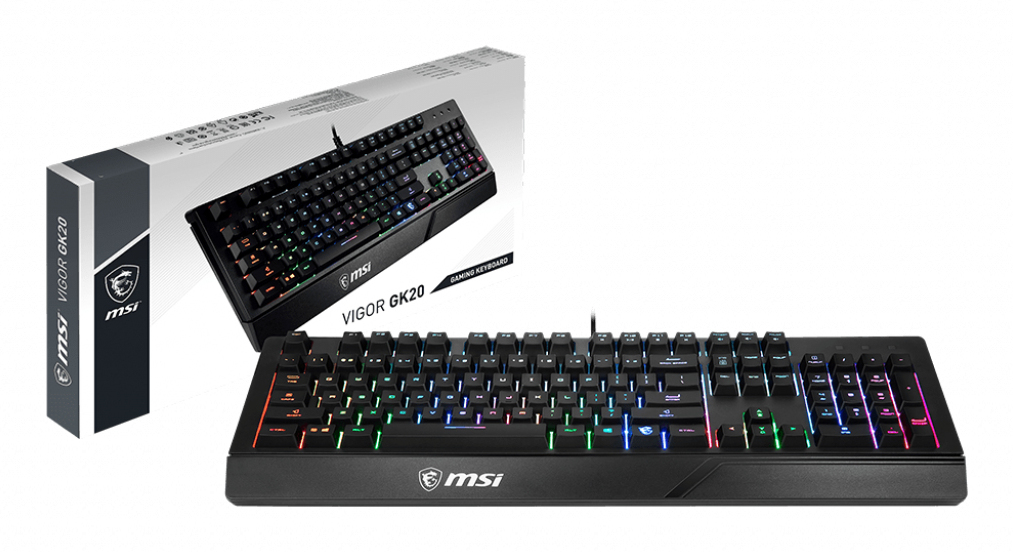 MSI VIGOR GK20 RGB Gaming ' UK Layout, Membrane switches, Rainbow RGB Lighting effect, Ergonomic keycaps, Hot…