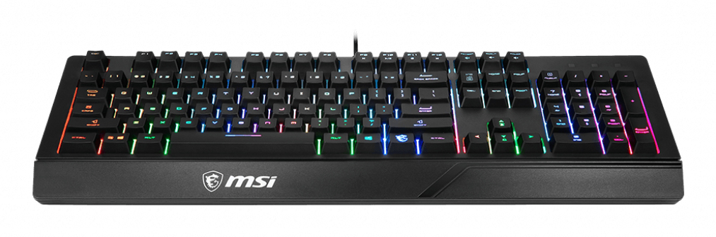 MSI VIGOR GK20 RGB Gaming Keyboard ' UK Layout, Membrane switches, Rainbow RGB Lighting effect, Ergonomic keycaps, Hotkeys for media and lighting control, water repellent keyboard design'