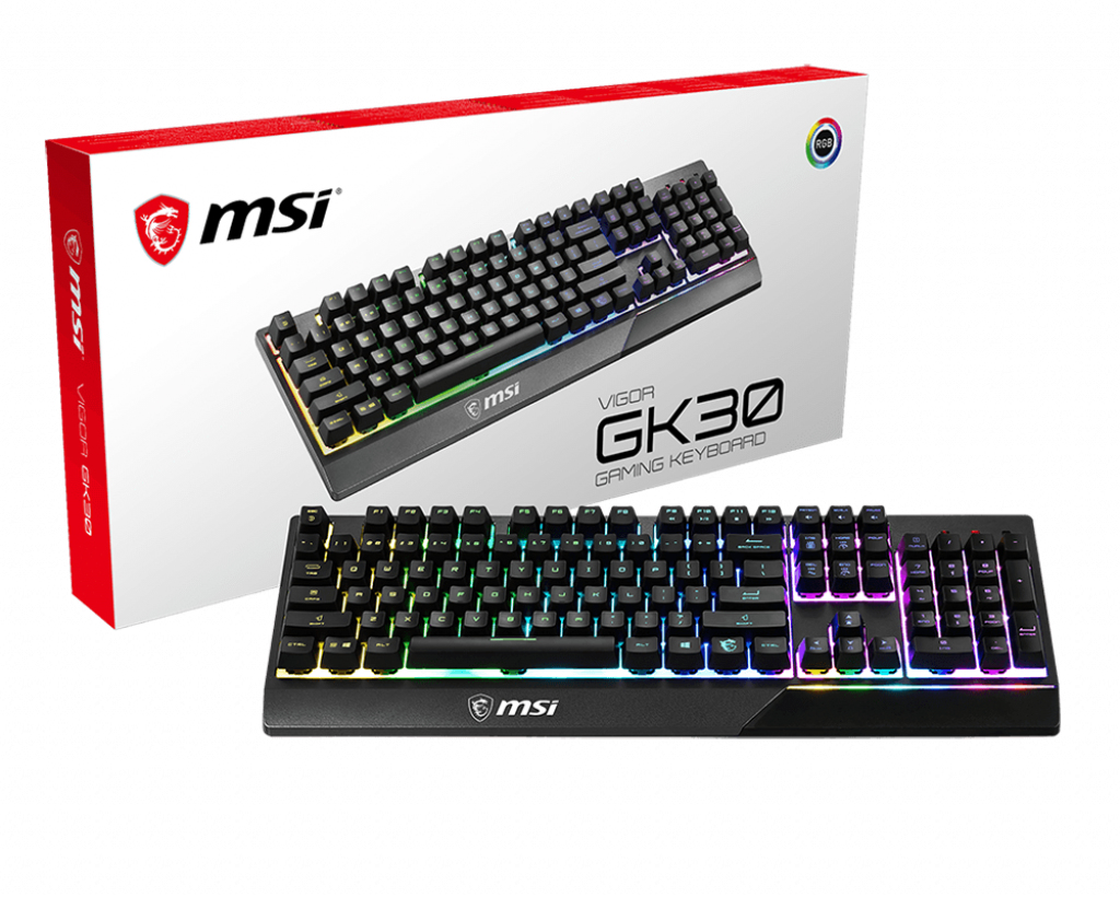 MSI VIGOR GK30 RGB MEMchanical Gaming ' UK Layout, MECH. Membrane switches, 6-Zone RGB Lighting, RGB Mystic L…