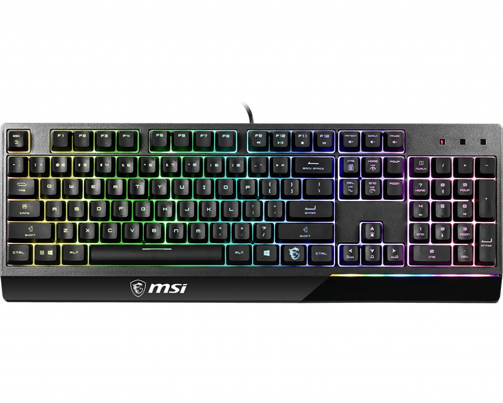 MSI VIGOR GK30 RGB MEMchanical Gaming Keyboard ' UK Layout, MECH. Membrane switches, 6-Zone RGB Lighting, RGB Mystic Light, water repellent keyboard design'